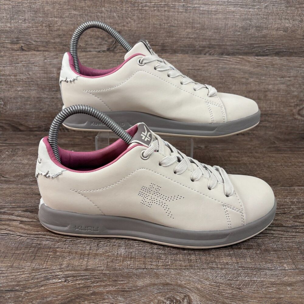 KURU Women's White Athletic Sneakers with Pink Lining